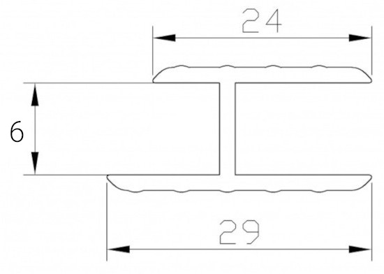 Профиль для пайола Н-типа 6 мм.