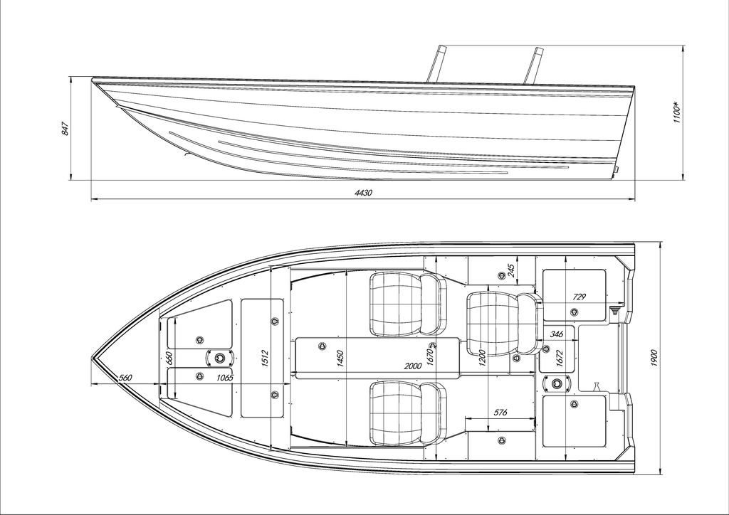 Лодка алюминиевая Альбакор 440 FISH RS
