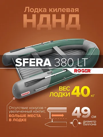 Надувная лодка ПВХ Роджер Сфера 3800 Лайт (НДНД, БЕЗконусная)