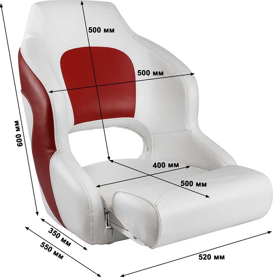 Кресло Premium Captain's Bucket мягкое виниловое с болстером, белый/красный
