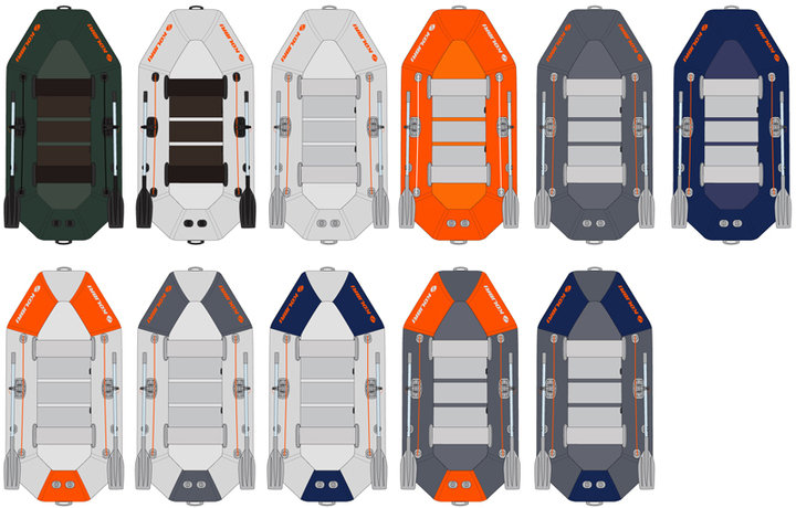 Надувная лодка ПВХ Колибри К-270Т (св. серый - оранжевый, ПВХ 1100 г/м², реечная слань)