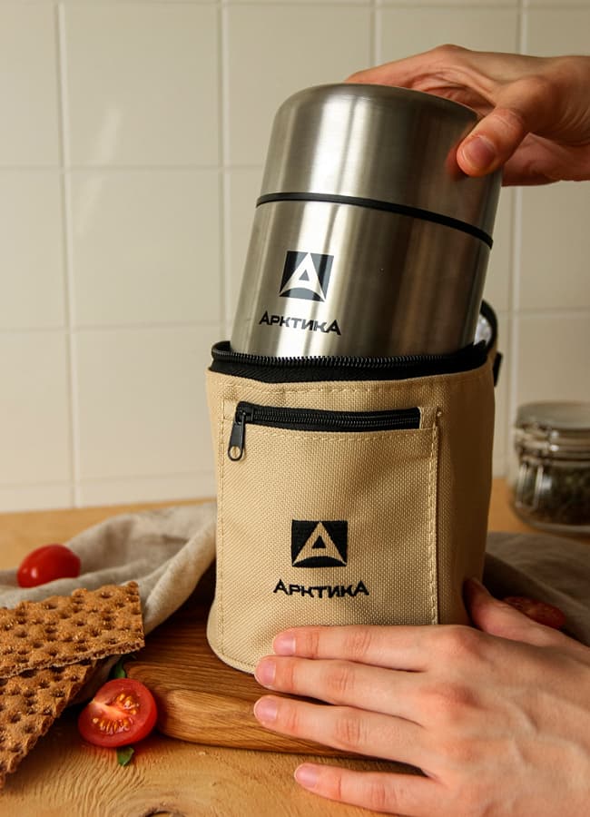 Термос для еды Арктика 301-500А с широким горлом и чехлом, 0.5 л
