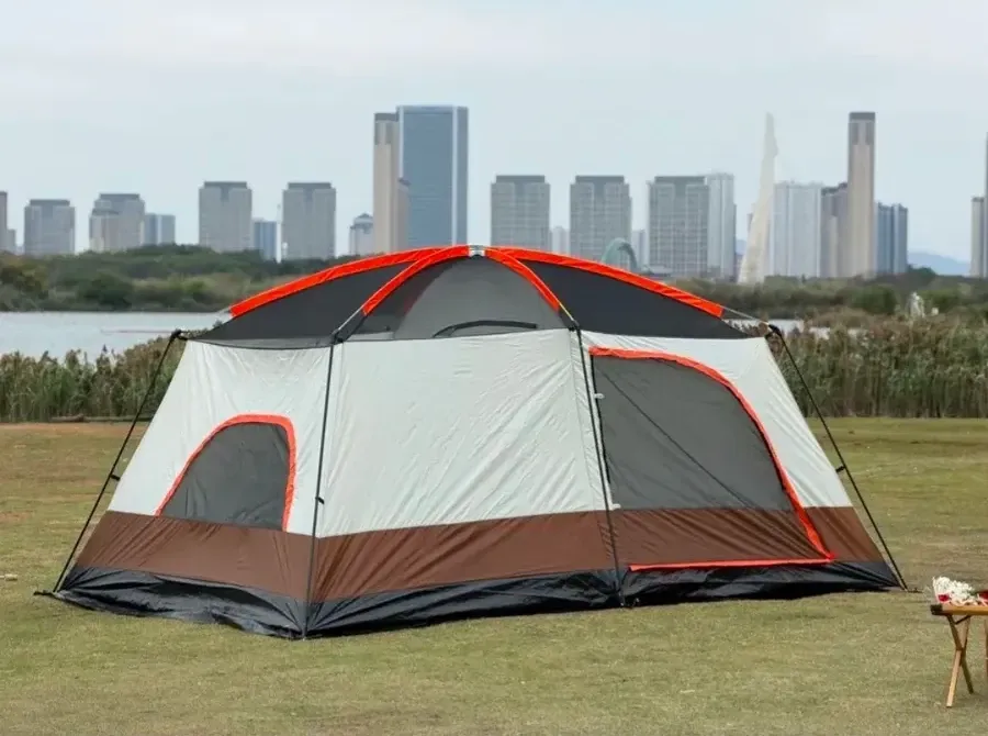 Палатка шатер с тамбуром Coolwalk CW 096-12, 420х305х210 см. (коричневый)