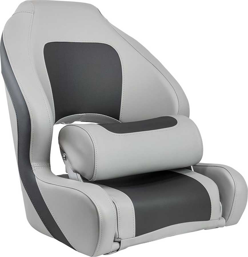 Кресло Delux Sport Flip Up мягкое виниловое с болстером, угольный/серый