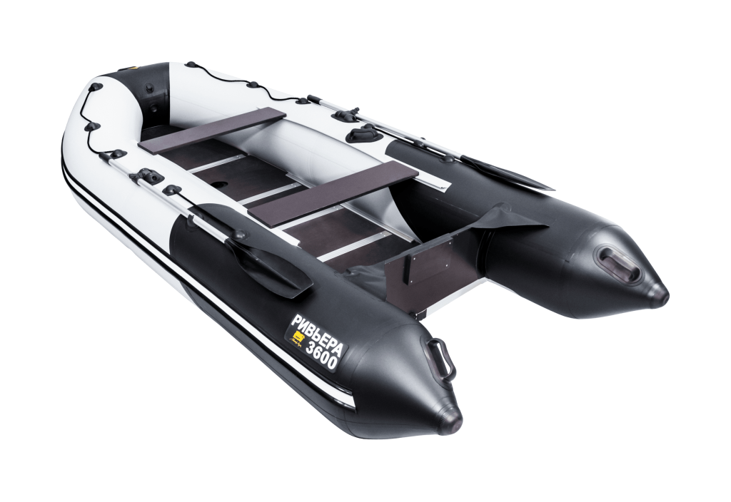 Надувная лодка Ривьера Компакт 3600 СК "Комби" светло-серый/черный