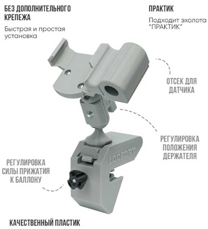Держатель эхолота Практик LODFORT Comfort на ликтрос, серый