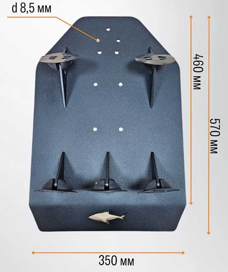 Универсальная платформа для лодки ПВХ под якорную лебёдку и аксессуары, алюминий Универсальная платформа для лодки ПВХ под якорную лебёдку и аксессуары, алюминий