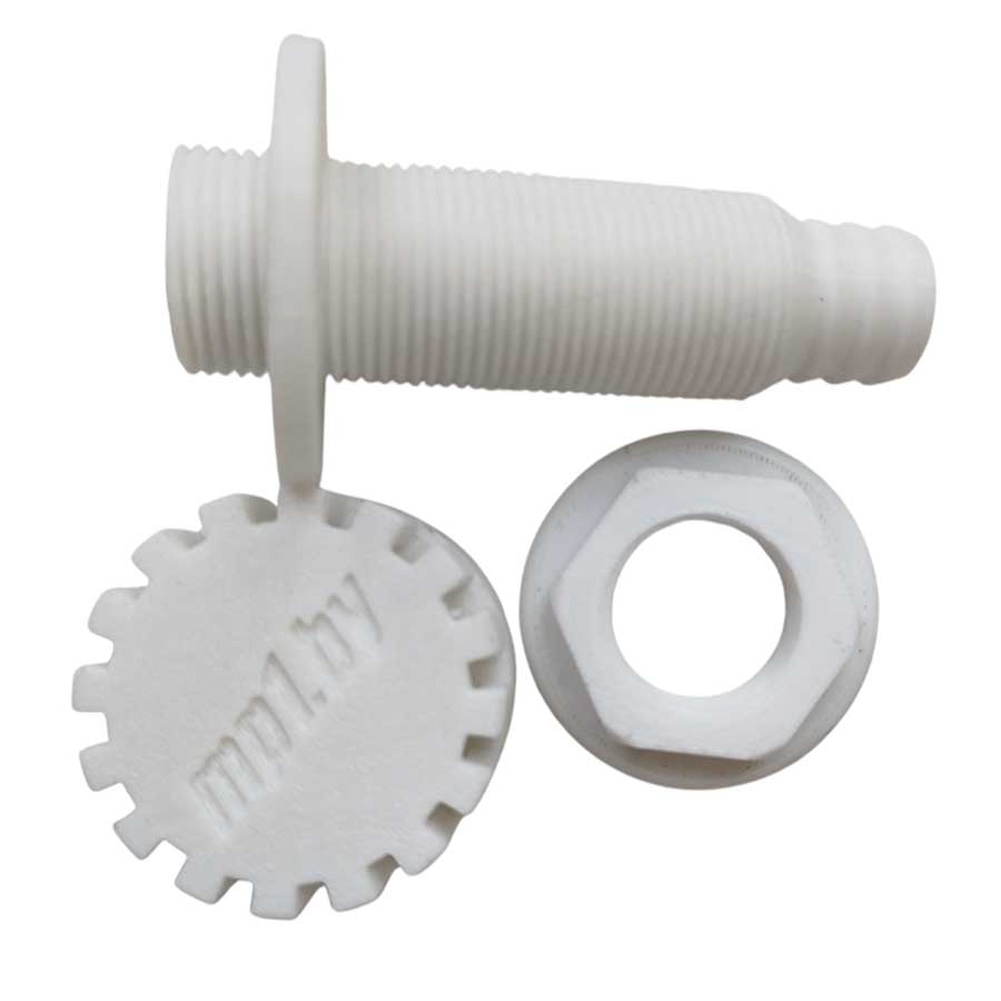 Штуцер забортной воды с фильтром, под шланг Ø19 мм, пластик