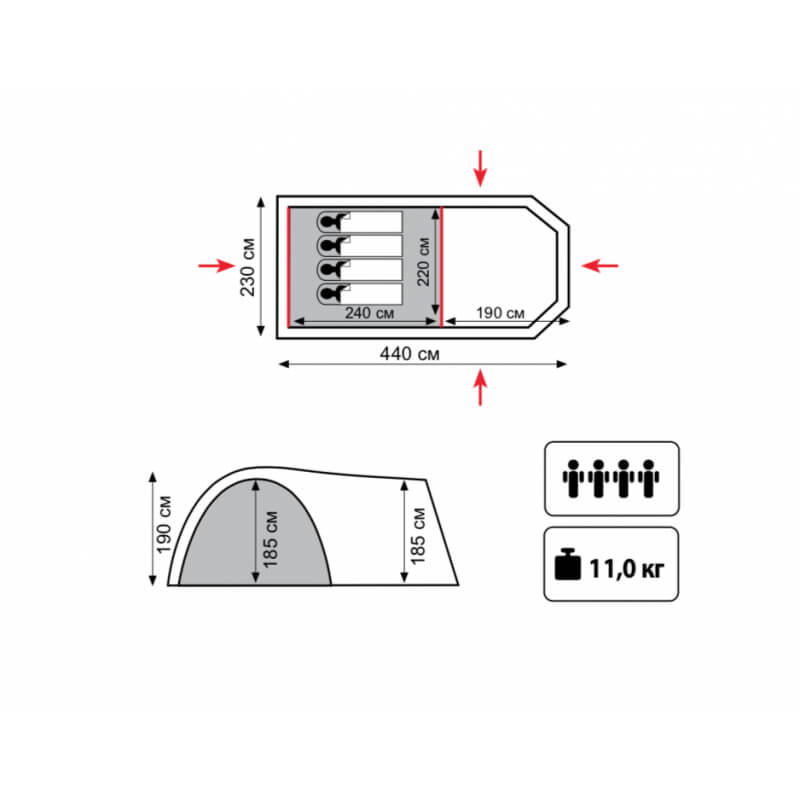 Палатка Tramp ANACONDA 4 (V2)