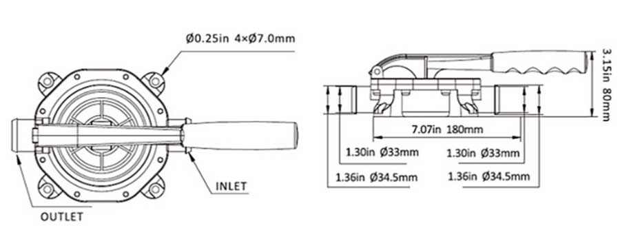 Ручная диафрагменная помпа SeaFlo 720 GPH, 45 л/мин, SFDHP-G720-01