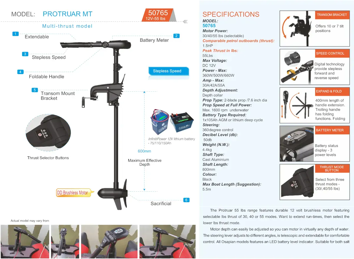 Лодочный электромотор Haswing Protruar Genius 55 lbs (бесщеточный)
