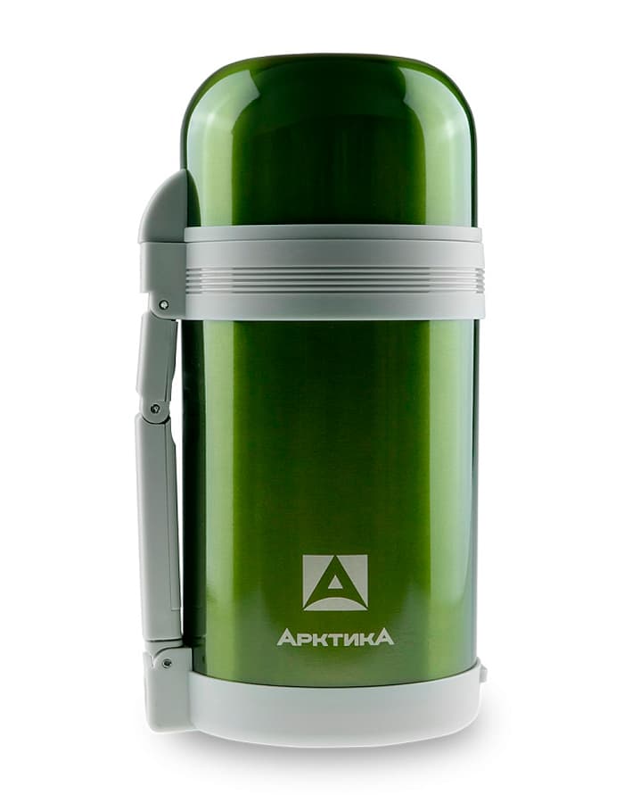 Термос Арктика 202-1000 с широким горлом и ручкой, 1 л, зеленый