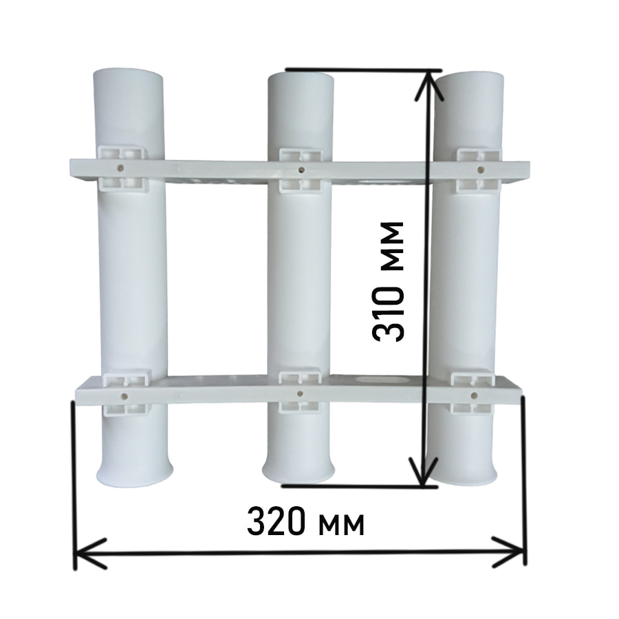 Подставка под удилище, 3 стакана, белый пластик