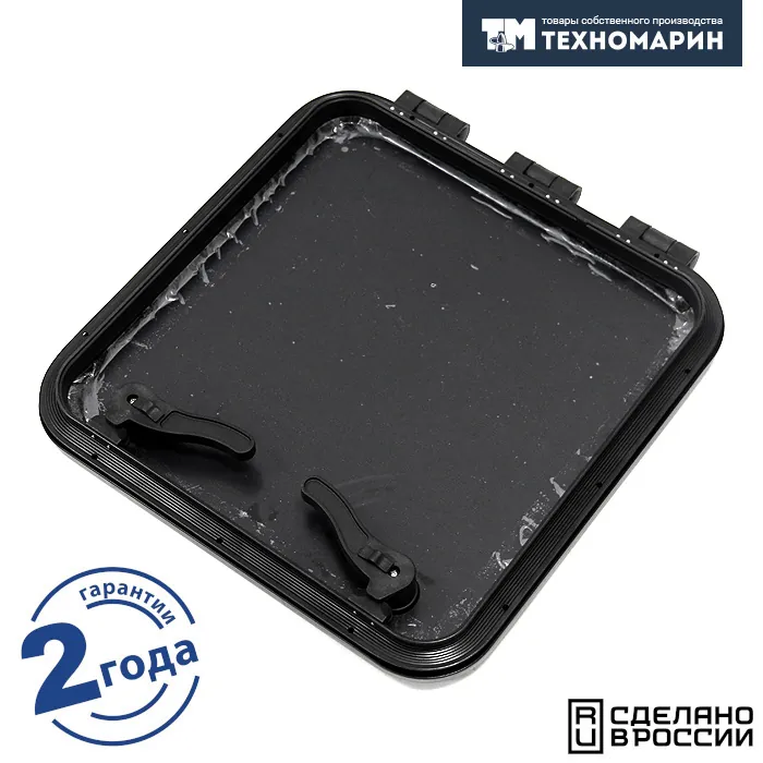 Люк палубный распашной низкопрофильный Фрегат, 461x461 мм., прозрачный, черный