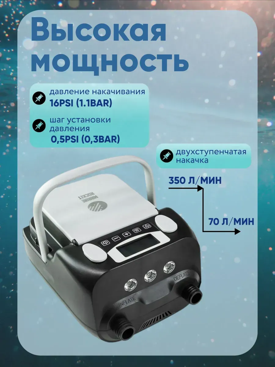Насос электрический аккумуляторный Marine Rocket AP-016B высокого давления (АКБ 6000 мАч), 12/220В