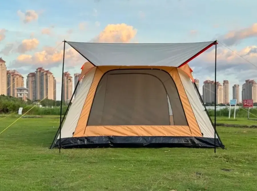 Палатка шатер с тамбуром Coolwalk CW 096-12, 420х305х210 см. (бежевый)