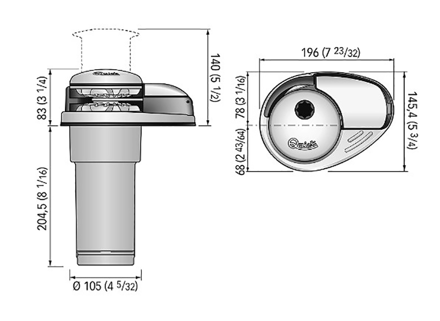 Якорная электрическая лебедка с барабаном Prince DP2E 24В, 800Вт, цепь/трос 8 мм