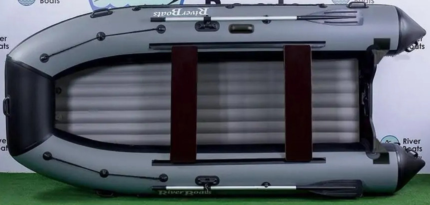 Надувная лодка ПВХ RiverBoats RB 370 НДНД (серо-черный)