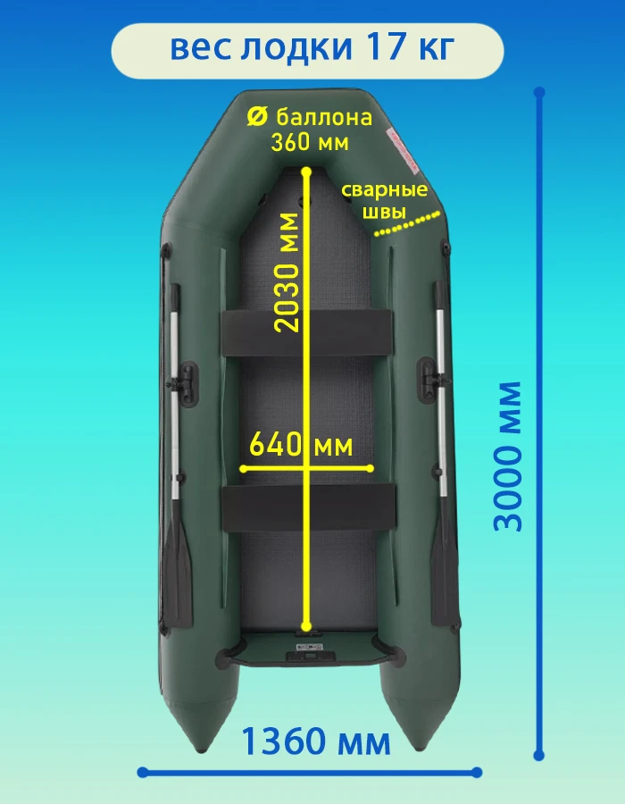 Надувная лодка ПВХ Роджер Стандарт 3000, Airdeck