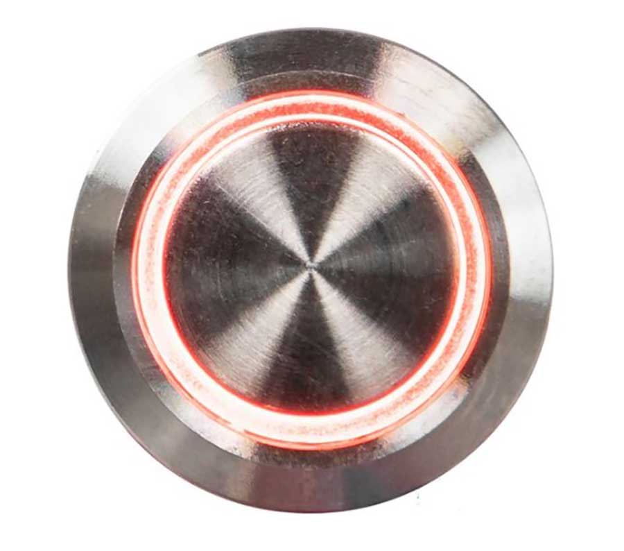 Выключатель с фиксацией 12/24В 5А, OFF-ON 5P D19, IP67, красная подсветка, нерж. сталь