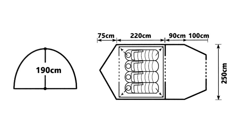 Палатка 4-х местная MirCamping 1037-4, 485х250х190 см