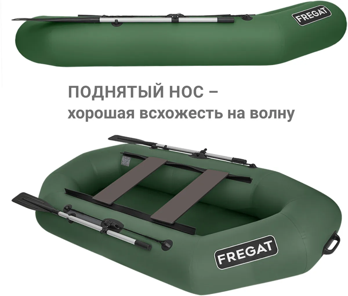 Надувная лодка ПВХ Фрегат М-2 Оптима, зеленый