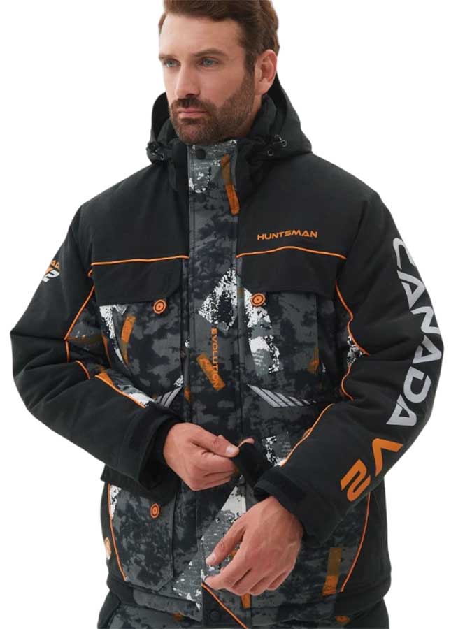 Костюм зимний Хантсмен Канада V2 -35°С, камуфляж/черный (ткань Исландия)