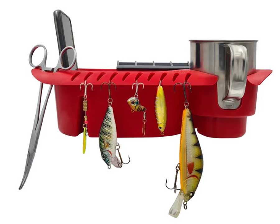 Органайзер для лодки ПВХ на ликтрос, красный с серым креплением