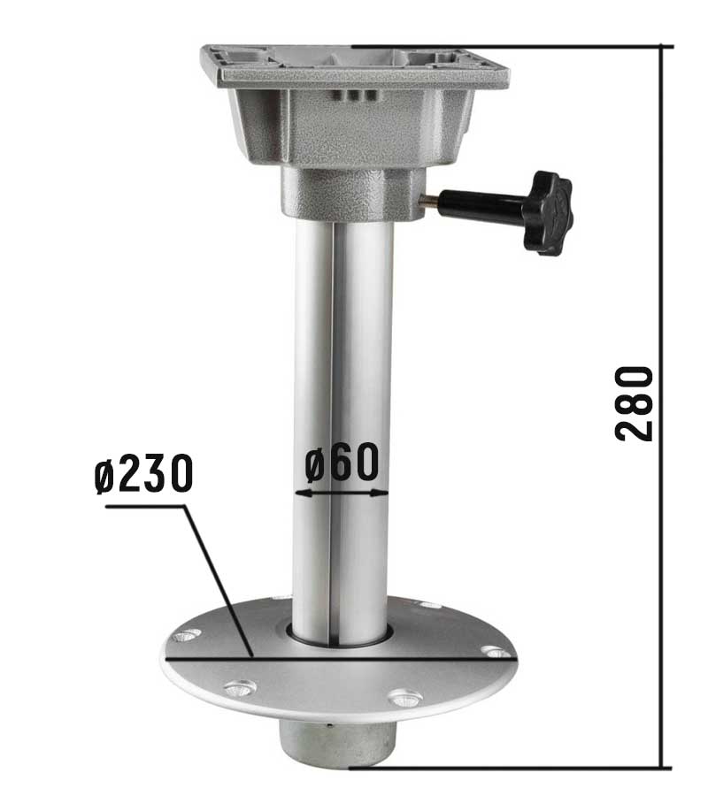 Стойка врезная под сиденье Marine Rocket, 28 см. d 60 мм.