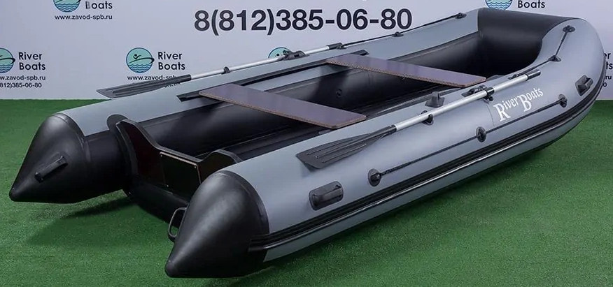 Надувная лодка ПВХ RiverBoats RB 370 НДНД (серо-черный)
