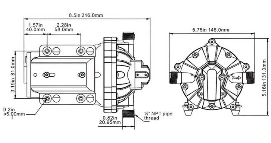 Автомат. нагнетательная помпа SeaFlo с выключателем TTI, 20 л/мин, 12 В