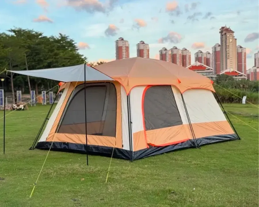 Палатка шатер с тамбуром Coolwalk CW 096-12, 420х305х210 см. (бежевый)