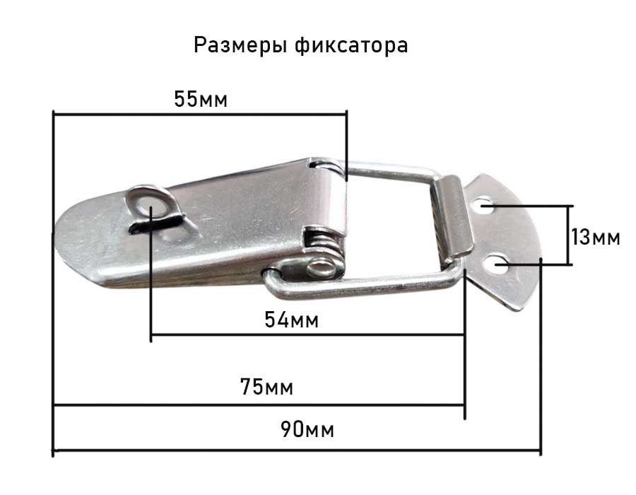 Замок защелка SUNFINE 75х34 с ушком для замка, нержавеющая сталь, SF31183-2