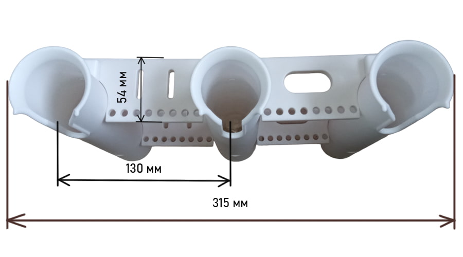 Подставка под удилище, 3 стакана, белый пластик