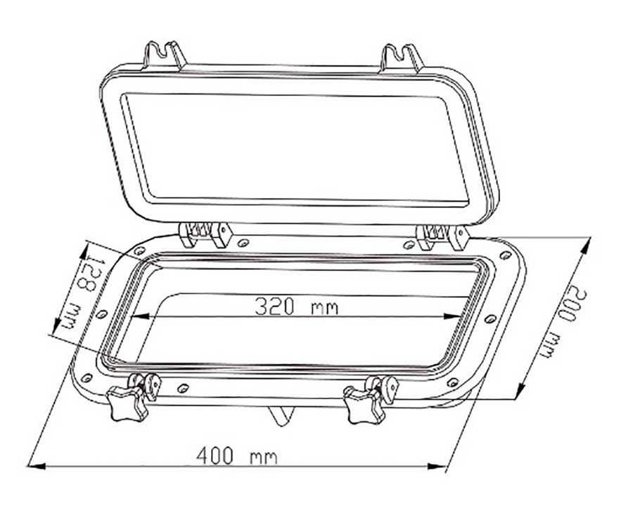 Иллюминатор прямоугольный, 400x200 мм, черный