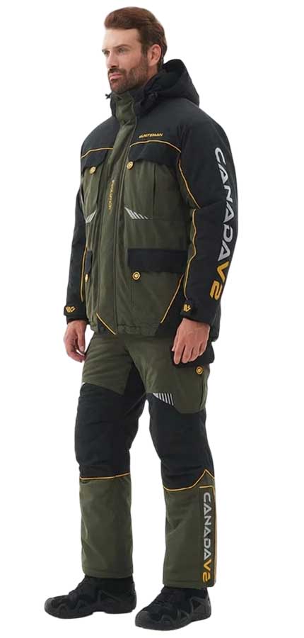 Костюм зимний Хантсмен Канада V2 -35°С, хаки/черный (ткань Исландия)