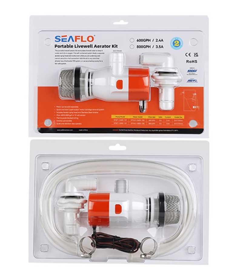 Помпа аэраторная SeaFlo 13F Series 12 В, 800 GPH (3028,3 л/час), встраиваемая