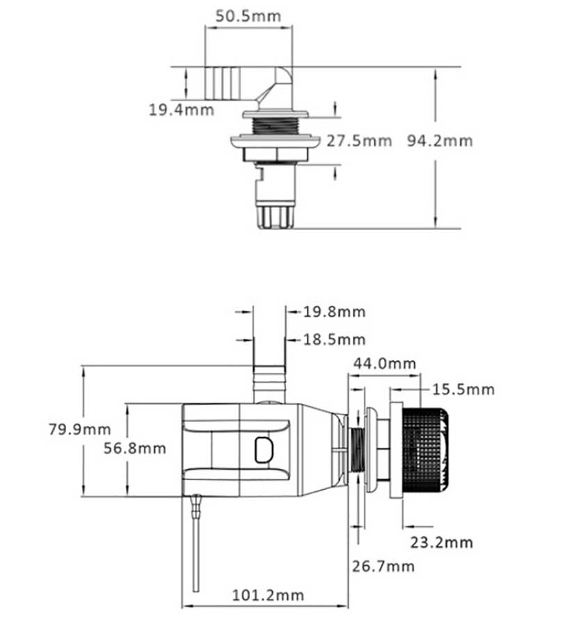 Помпа аэраторная SeaFlo 13F Series 12 В, 800 GPH (3028,3 л/час), встраиваемая
