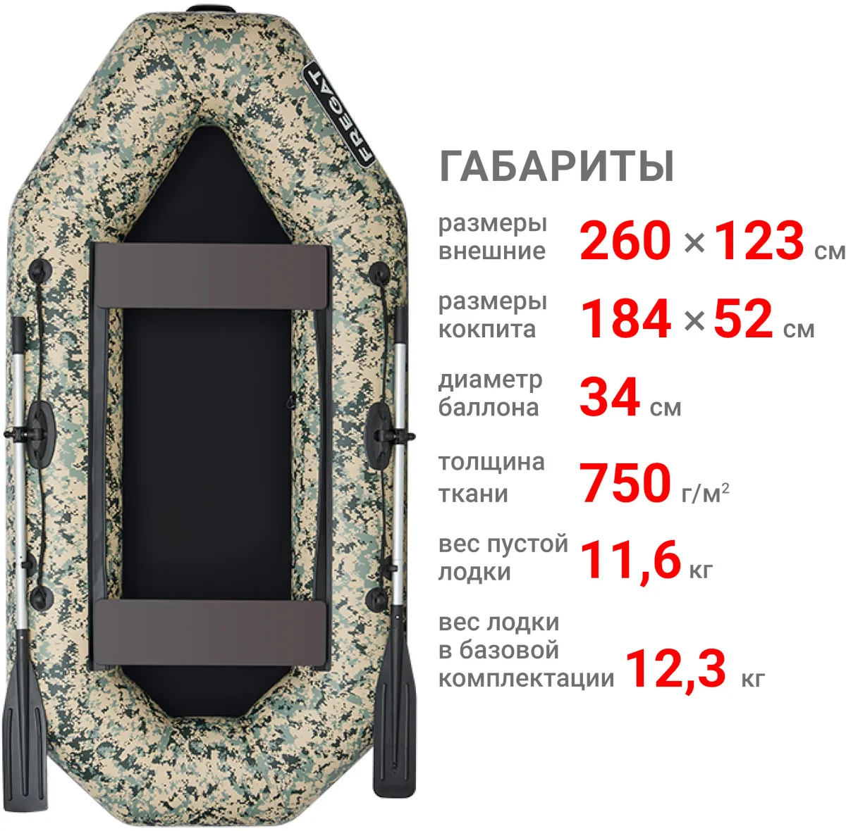 Надувная лодка ПВХ Фрегат М-2 Оптима, камуфляж