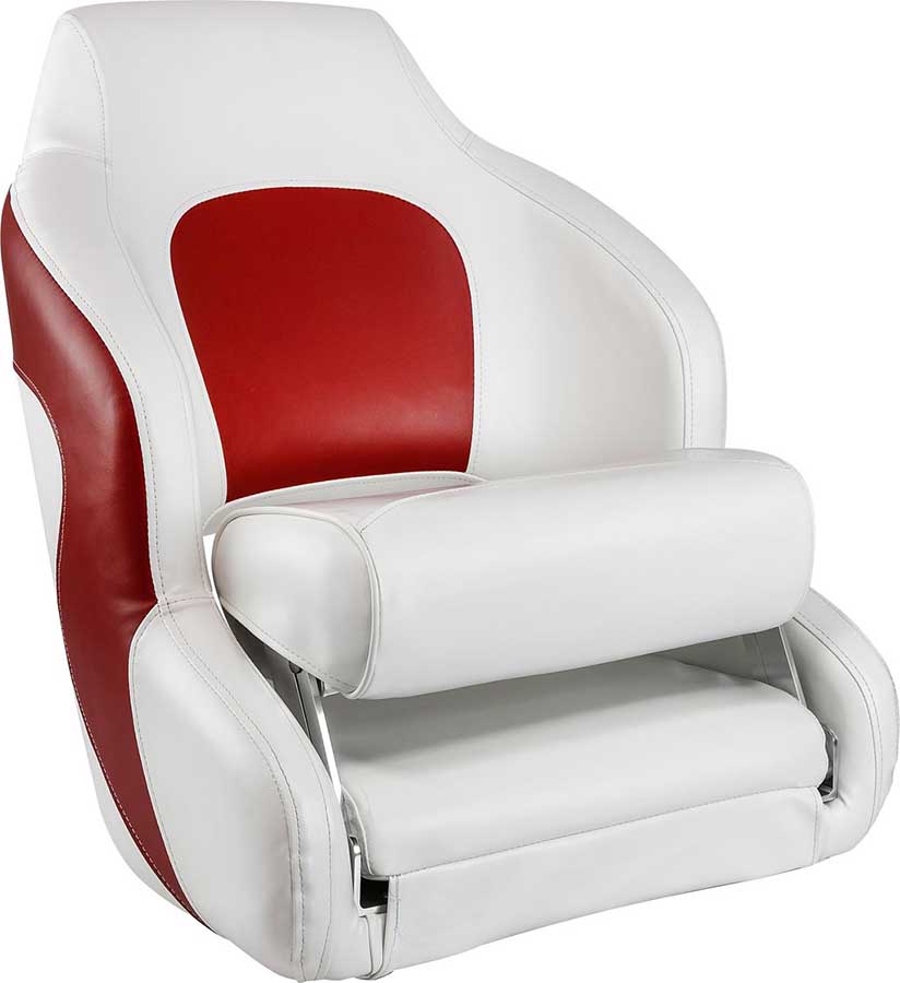 Кресло Premium Captain's Bucket мягкое виниловое с болстером, белый/красный