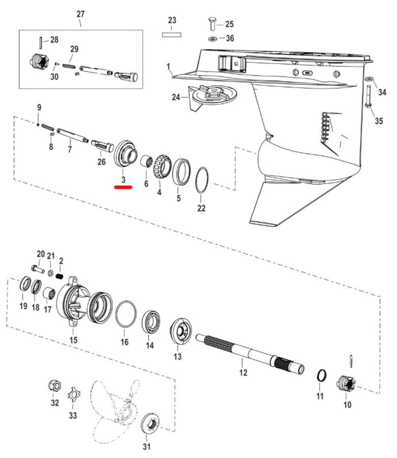 Шестерня переднего хода 859101T03 Mercury F35–F60, оригинал
