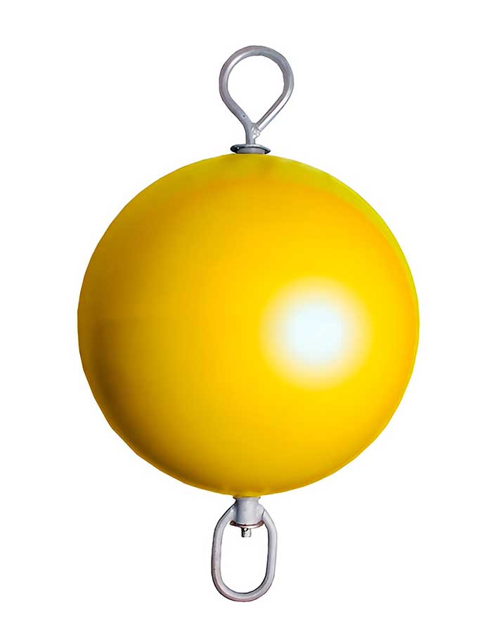 Буй надувной с вертлюгом и рымом Majoni 750х400 мм, желтый