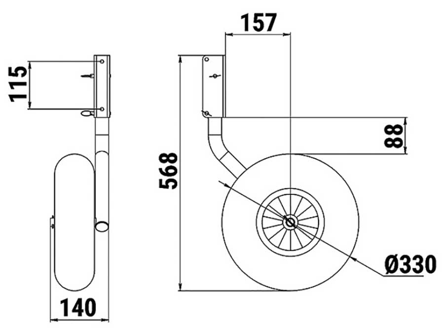 Транцевые колеса Техномарин, усиленные, оцинкованная сталь