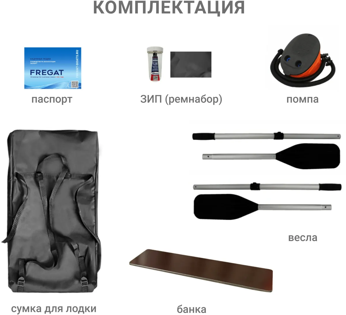 Надувная лодка ПВХ Фрегат М-11 Оптима, серый