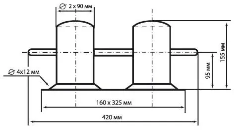 Кнехт парный Ø 90 мм. с основанием, нержавеющая сталь