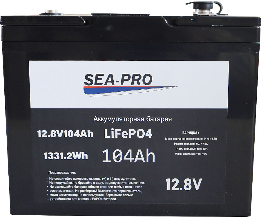 Аккумуляторная батарея SEA-PRO LiFePO4 12V 104 Ah с встроенным вольтметром | Купить в интернет-магазине Партнер