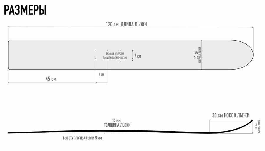 Лыжи охотничьи Таежные дерево-пластик 120х23 см (Маяк)