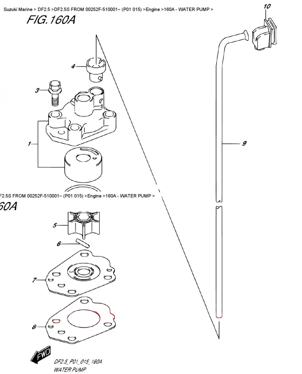 Корпус помпы охлаждения Suzuki DF2.5 (17410-97JL1-000), оригинал Корпус помпы охлаждения Suzuki DF2.5 (17410-97JL1-000), оригинал