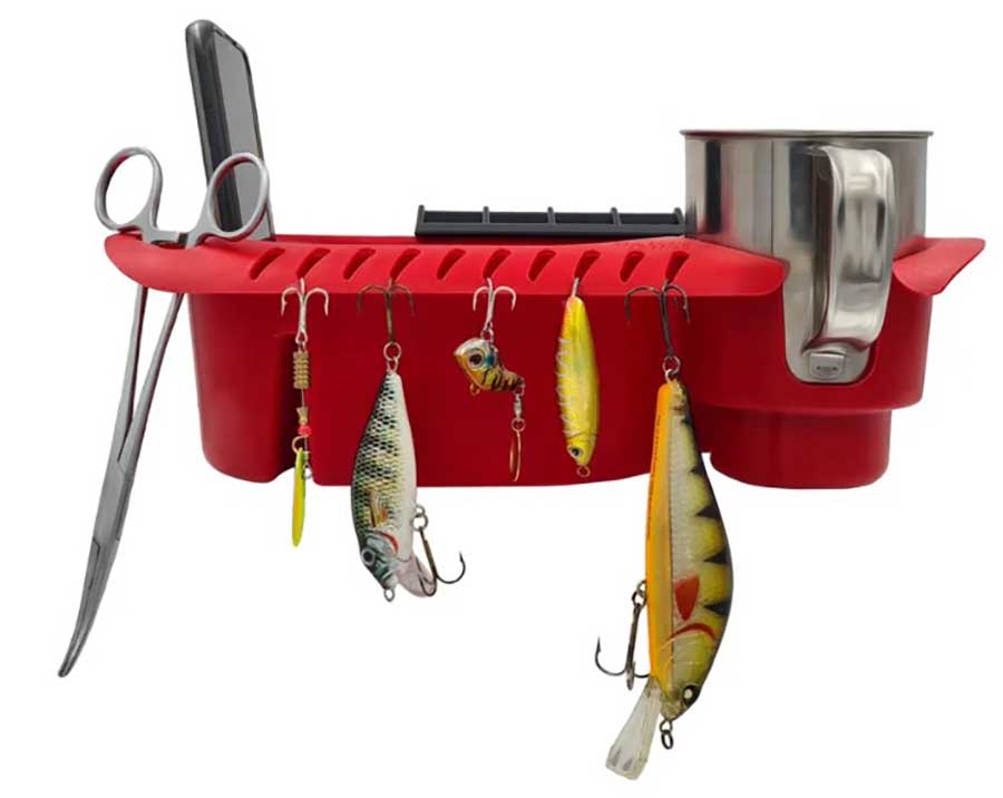 Органайзер для лодки ПВХ на ликтрос, красный с черным креплением