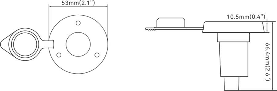 Розетка для подключения съёмных топовых огней SeaFlo, Ø 53 мм, 12/24В